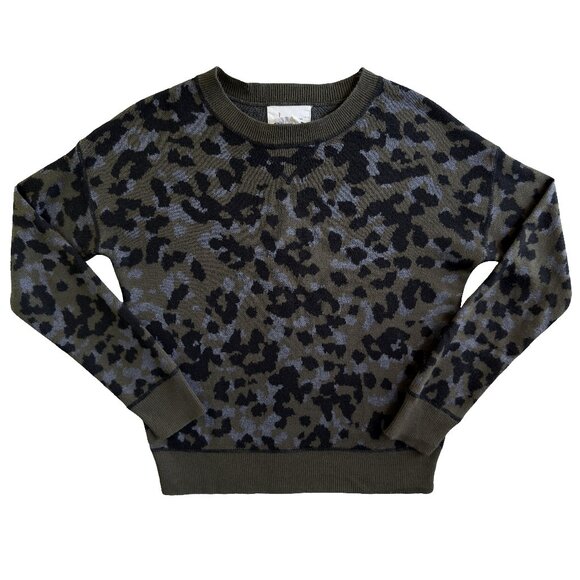 Anthropologie Sweaters - ANTHROPOLOGIE Leopard Print Crewneck Sweater Olive Green Knit S